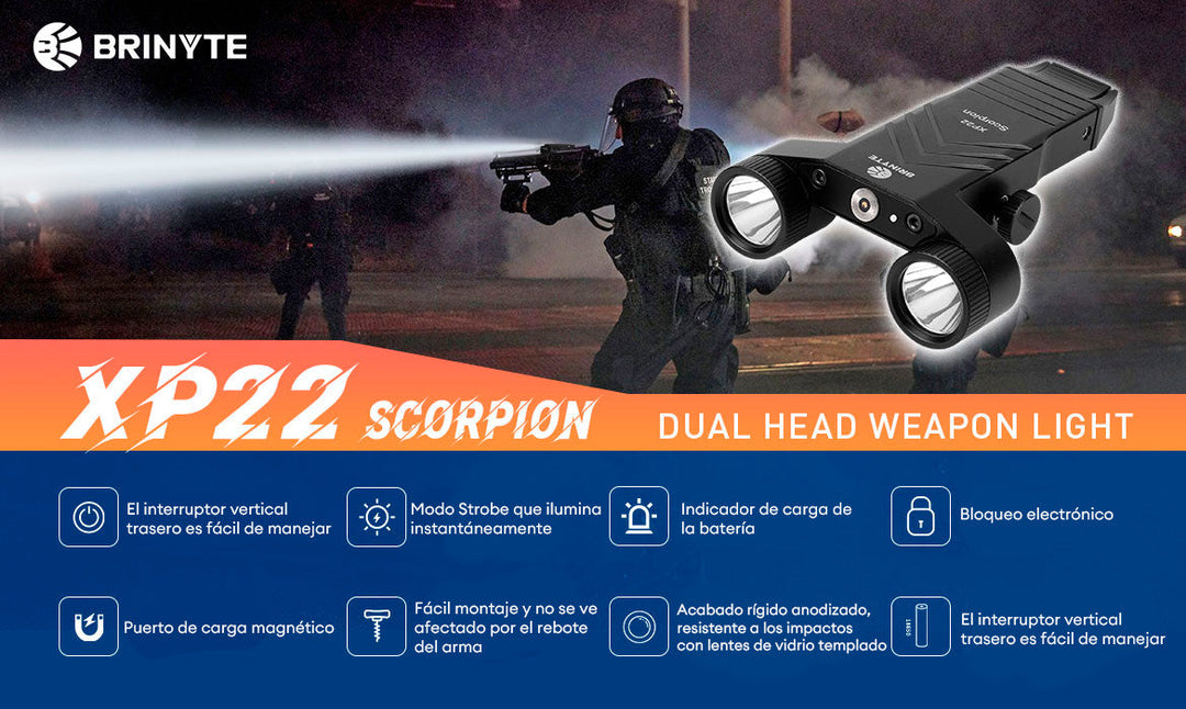 LINTERNA XP22 SCORPION 1200 lumen DUAL PARA ARMA