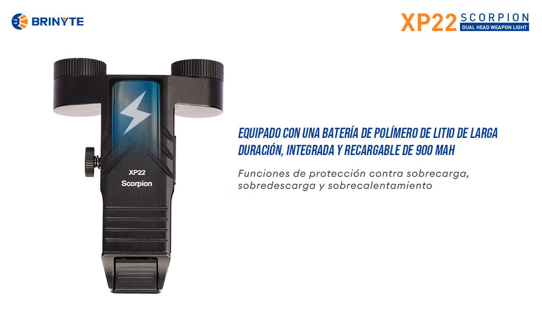 LINTERNA XP22 SCORPION 1200 lumen DUAL PARA ARMA