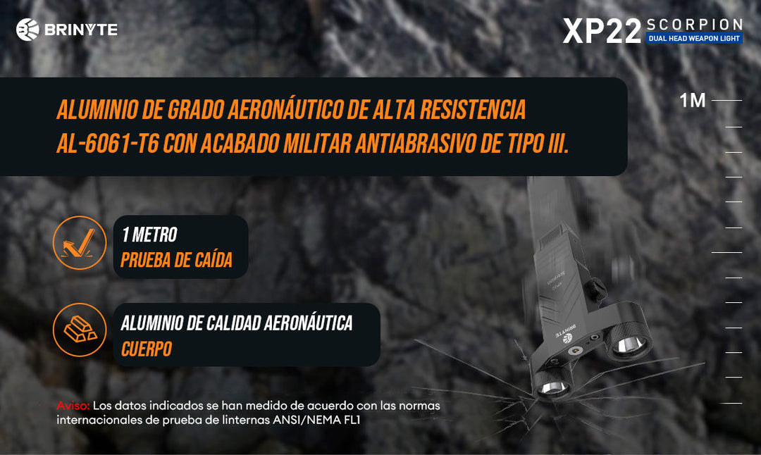 LINTERNA XP22 SCORPION 1200 lumen DUAL PARA ARMA