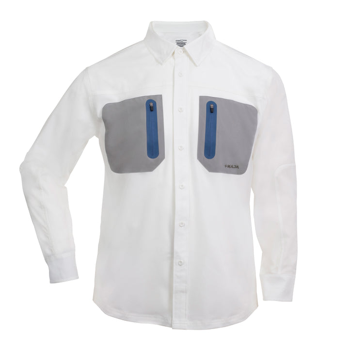 CAMISA NAVEGANTE ML BLANCA CON AZUL