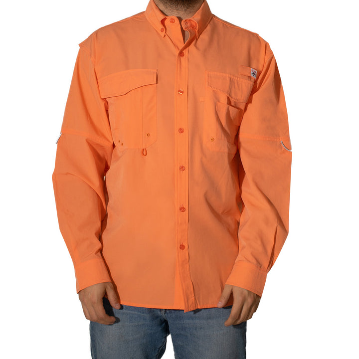 CAMISA FISHING ORANGE MANGA LARGA