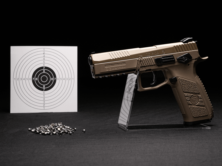 Pistola CO2 CZ P-09 FDE 492 fps cal 4.5mm retroceso ASG DIABOLOS Y MUNICIONES