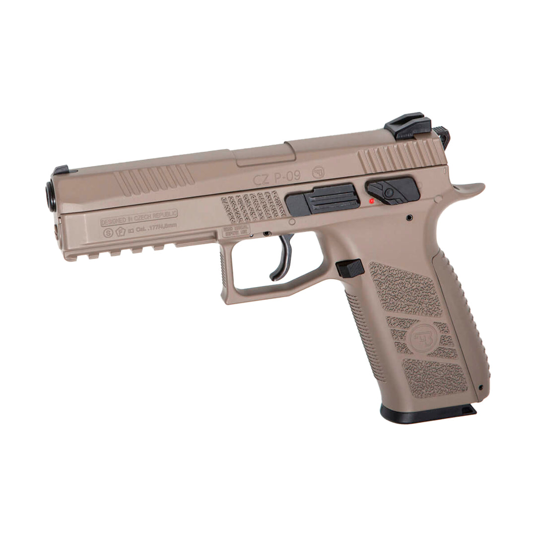 Pistola CO2 CZ P-09 FDE 492 fps cal 4.5mm BLOWBACK ASG DIABOLOS Y MUNICIONES