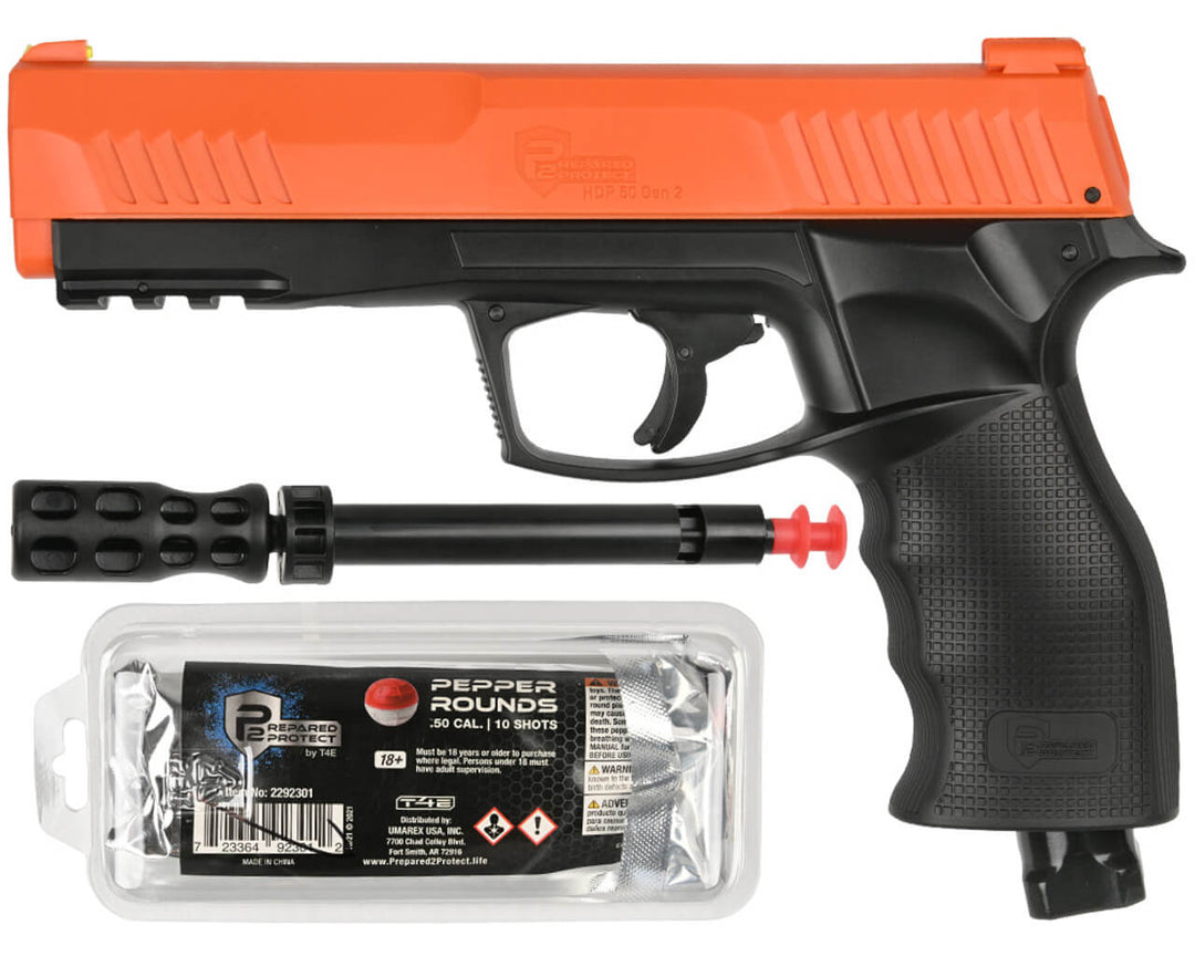 Pistola HDP50 Naranja Gen 2 Calibre 50 Kit con Municiones de Caucho y Pimienta