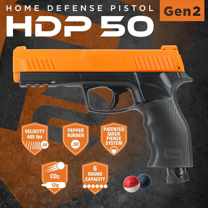 Pistola HDP50 Naranja Gen 2 Calibre 50 Kit con Municiones de Caucho y Pimienta