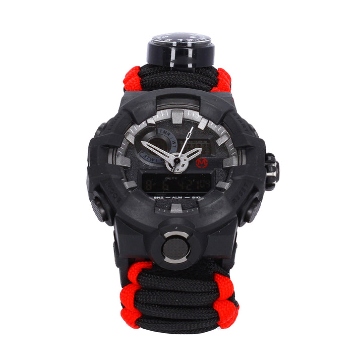 Reloj Tactico con Paracord de Supervicencia Negro con Brujula