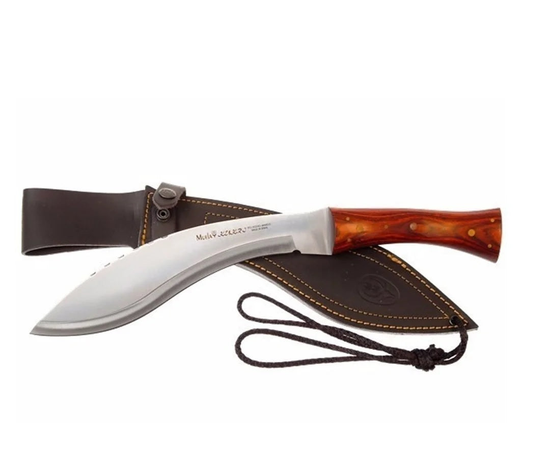 CUCHILLO MACHETE KUKRI 26-M MUELA MANGO MADERA CORAL HOJA 260mm 560gr