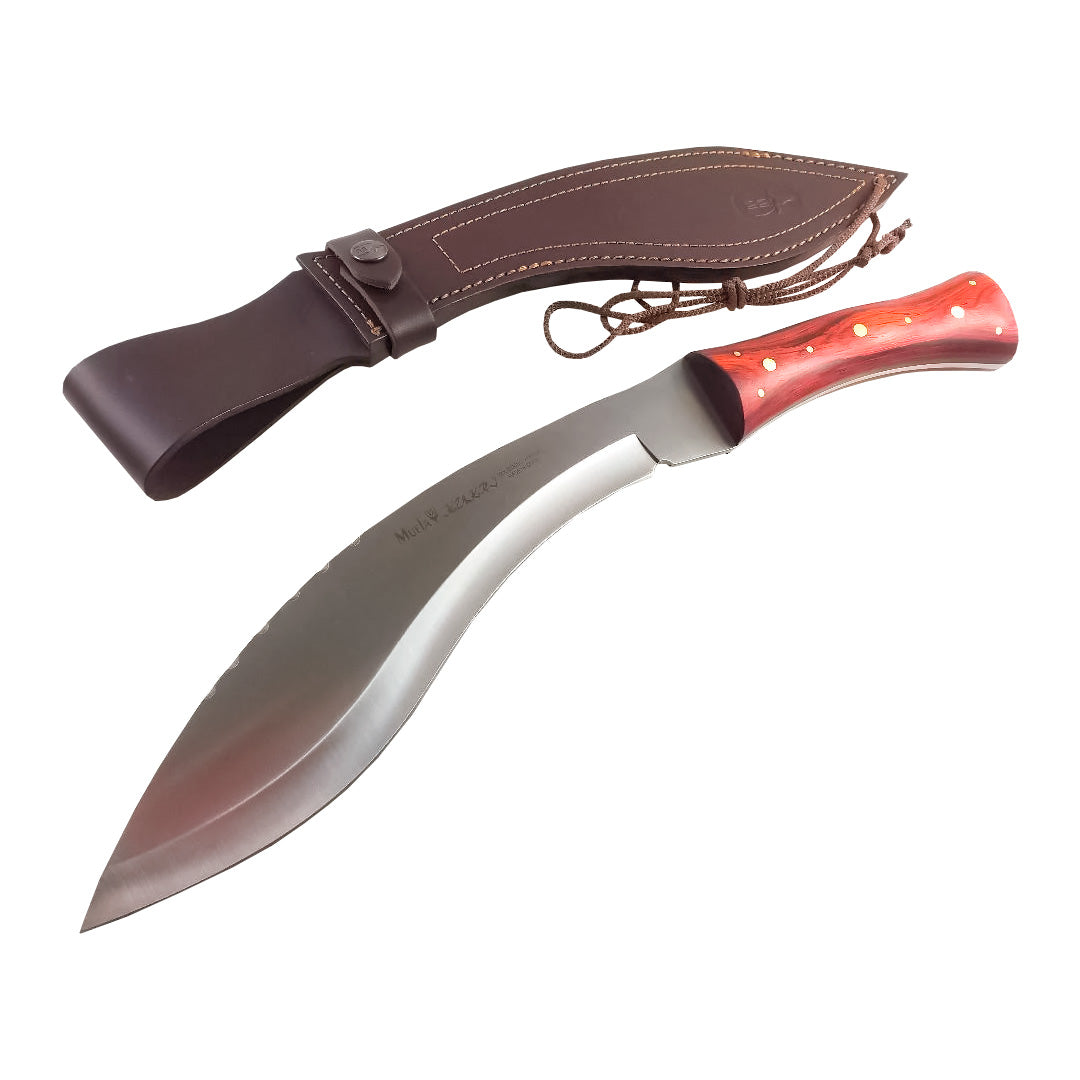 CUCHILLO MACHETE KUKRI 26-M MUELA MANGO MADERA CORAL HOJA 260mm 560gr