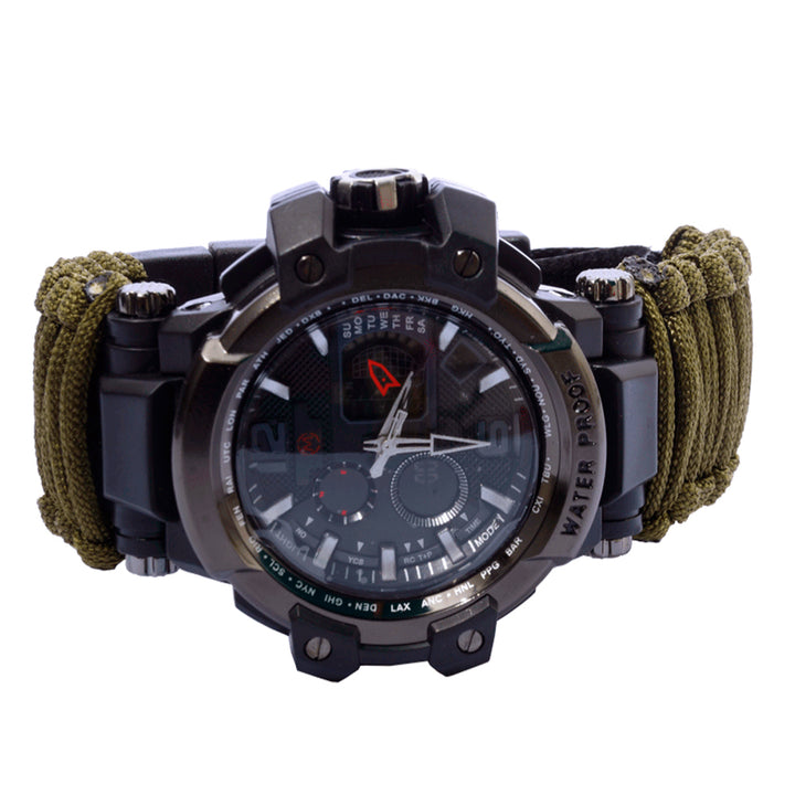 Reloj Paracord de supervivencia Verde MIlitar LCD