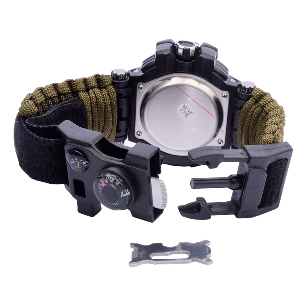 Reloj Paracord de supervivencia Verde MIlitar LCD