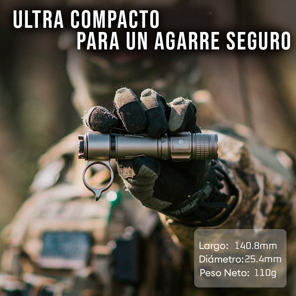 LINTERNA TÁCTICA BRINYTE P28 OATHKEEPER - 1600 LÚMENES DE POTENCIA, EN CAJA DE REGALO Y ACCESORIOS