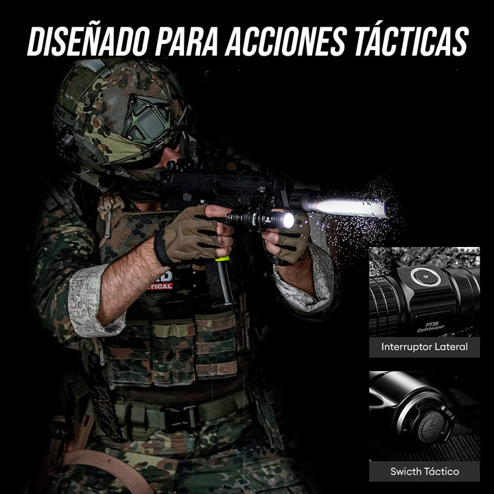 LINTERNA TÁCTICA BRINYTE P28 OATHKEEPER - 1600 LÚMENES DE POTENCIA, EN CAJA DE REGALO Y ACCESORIOS