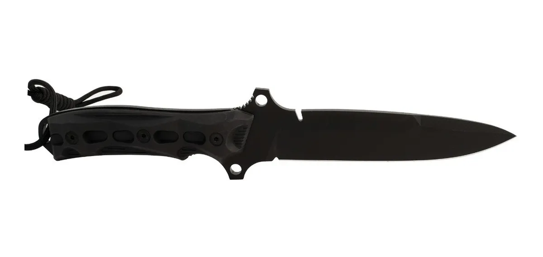 Cuchillo warfare FORPHRENE hoja lisa negra 16 CM CON funda de piel MIGUEL NIETO