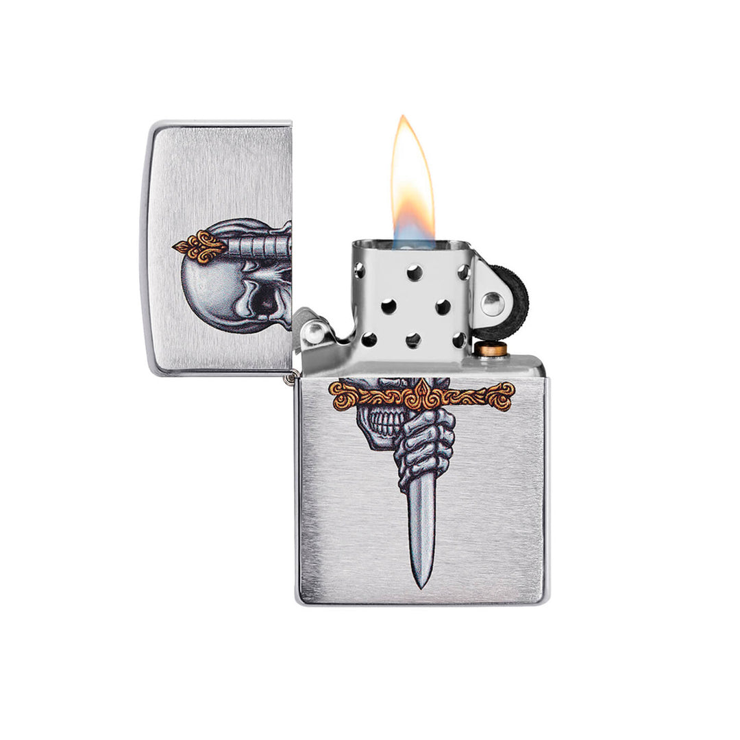 Encendedor Zippo Diseño Calavera Con Espada