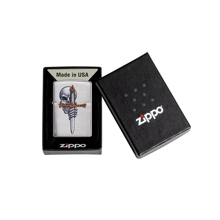 Encendedor Zippo Diseño Calavera Con Espada