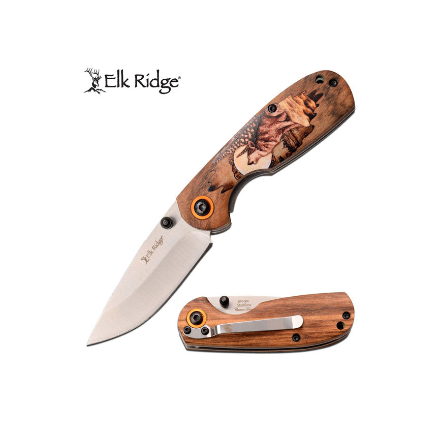 NAVAJA ELK RIDGE 6.25" WOLF ARTWORK ON HANDLE